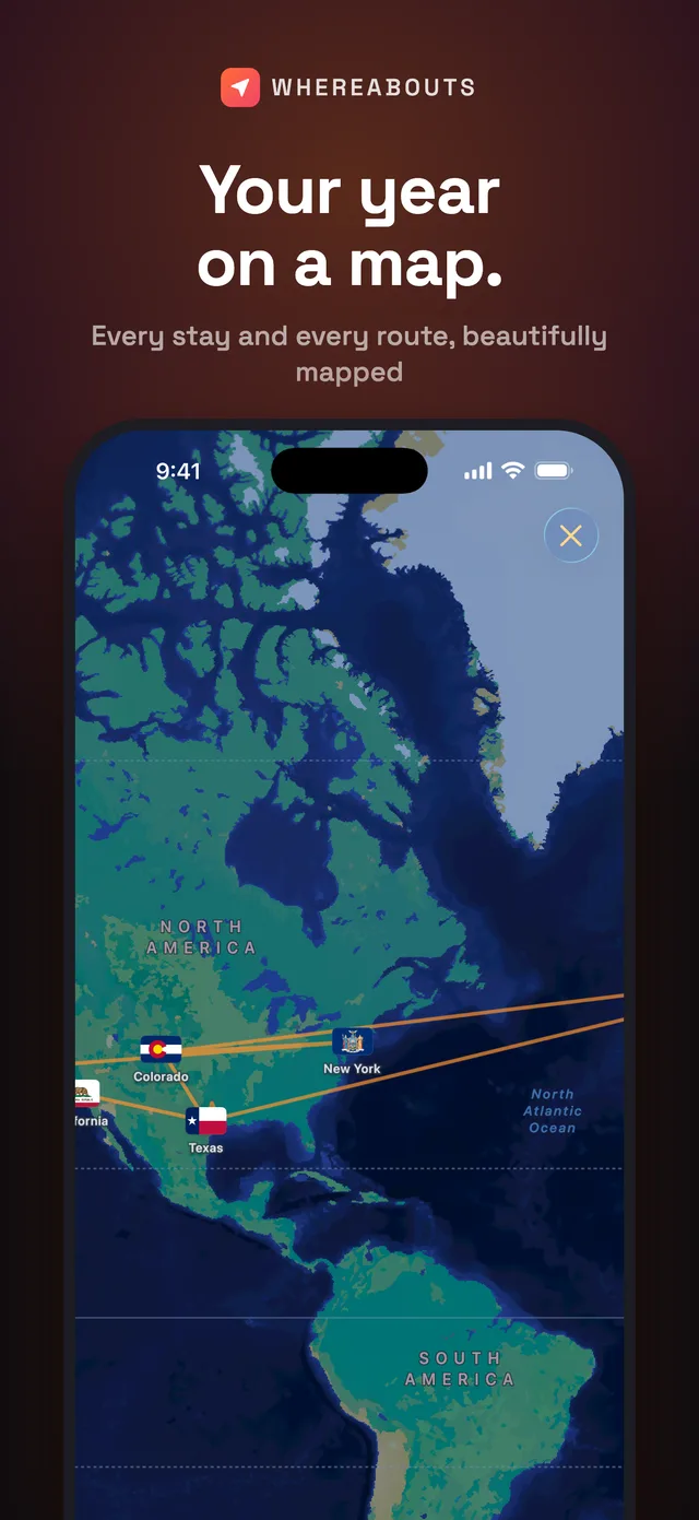 Your whole year of stays and routes on a map